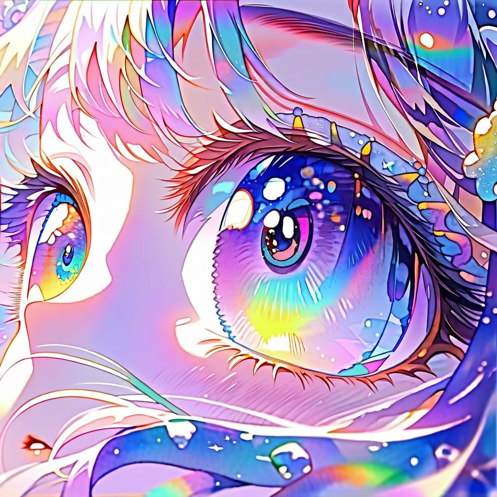Vibrant Anime Eye in Soft Watercolor