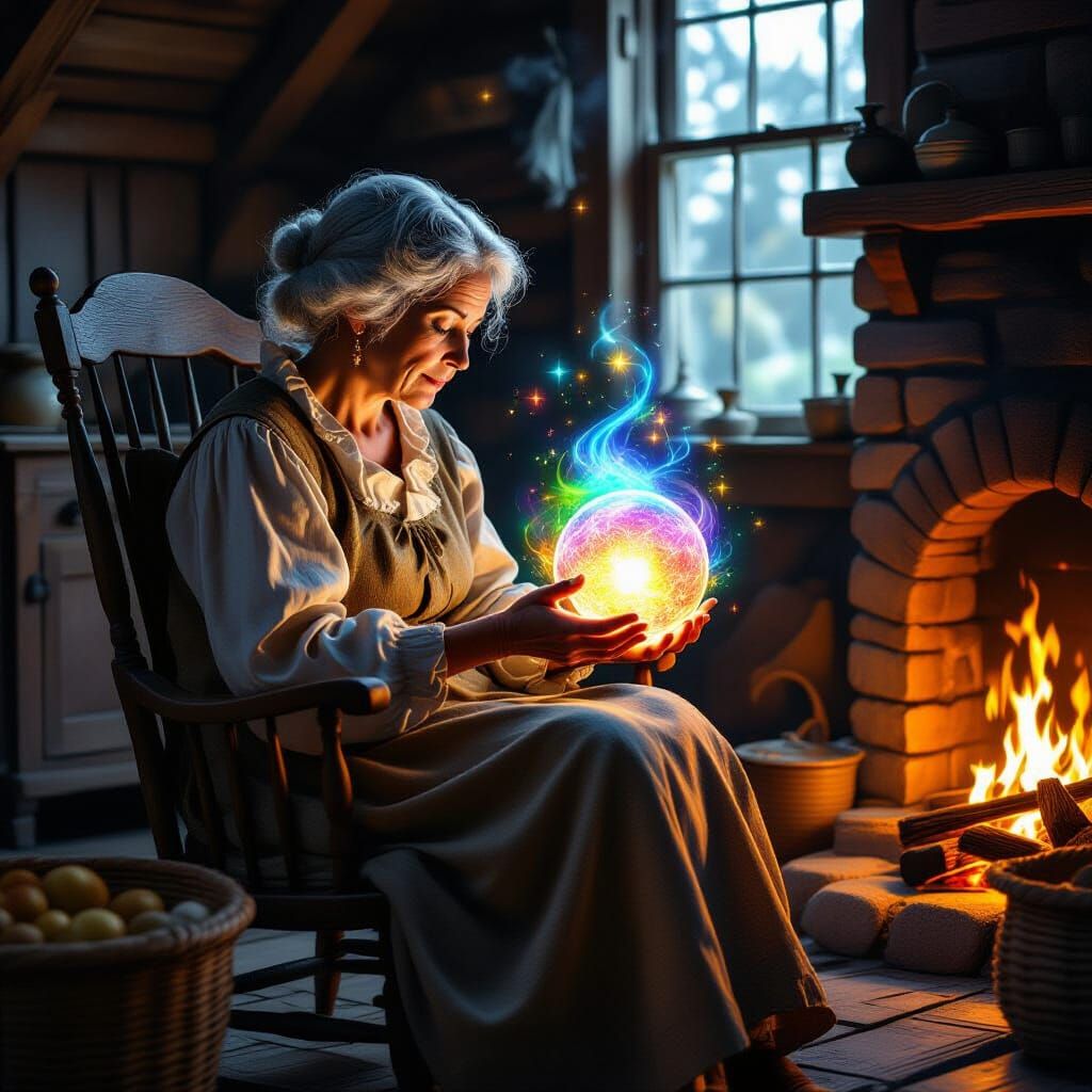 Enchanted Orb Provides Solace to Weary Farmer's Wife