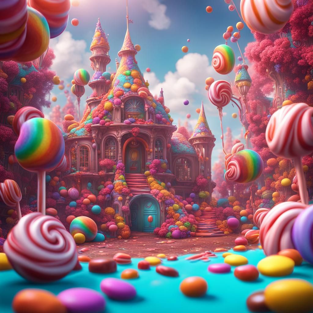 Candy Wonderland with Pride Colors, Detailed Matte Painting
