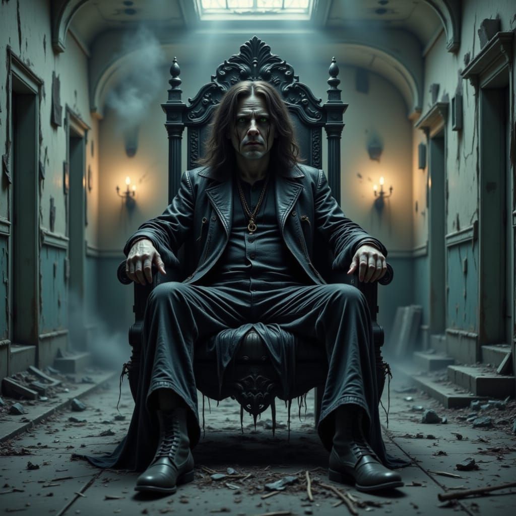 Ozzy Osbourne in Eerie Asylum, Glitchcore Style