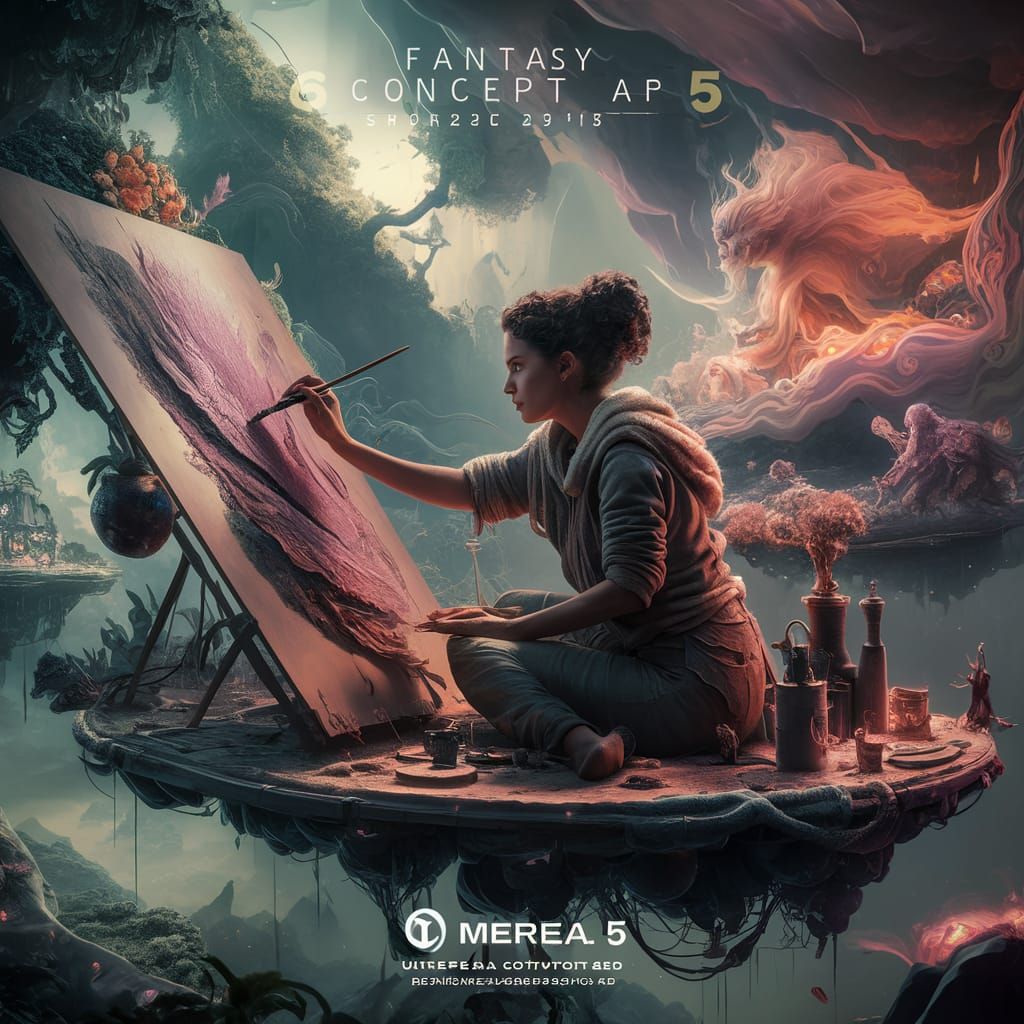 Artist at Work in a Fantasy Landscape