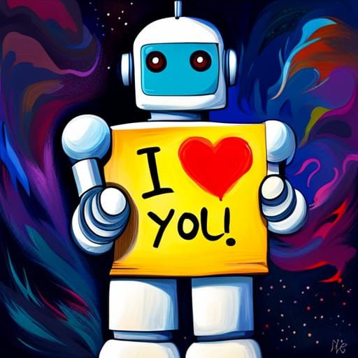 Robot Expressing Love as Intense Digital Painting