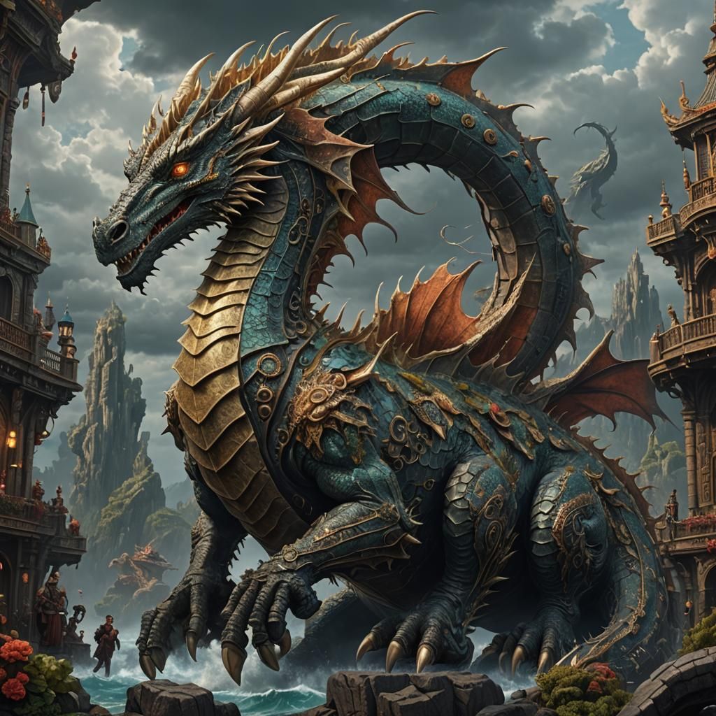 Giant Dragon Seahorse in Epic Digital Painting