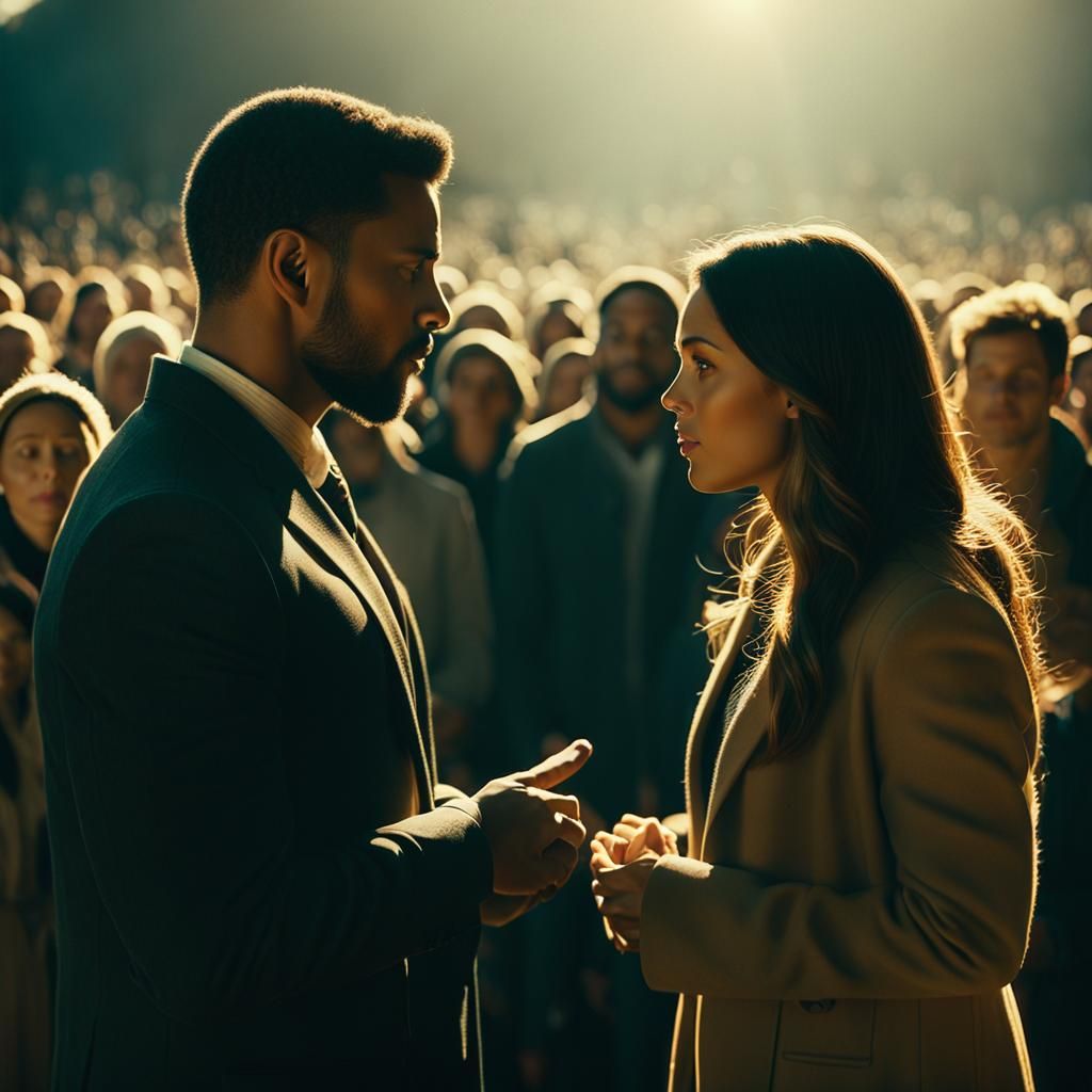 Cinematic Image of a Loving Couple Speaking of Faith