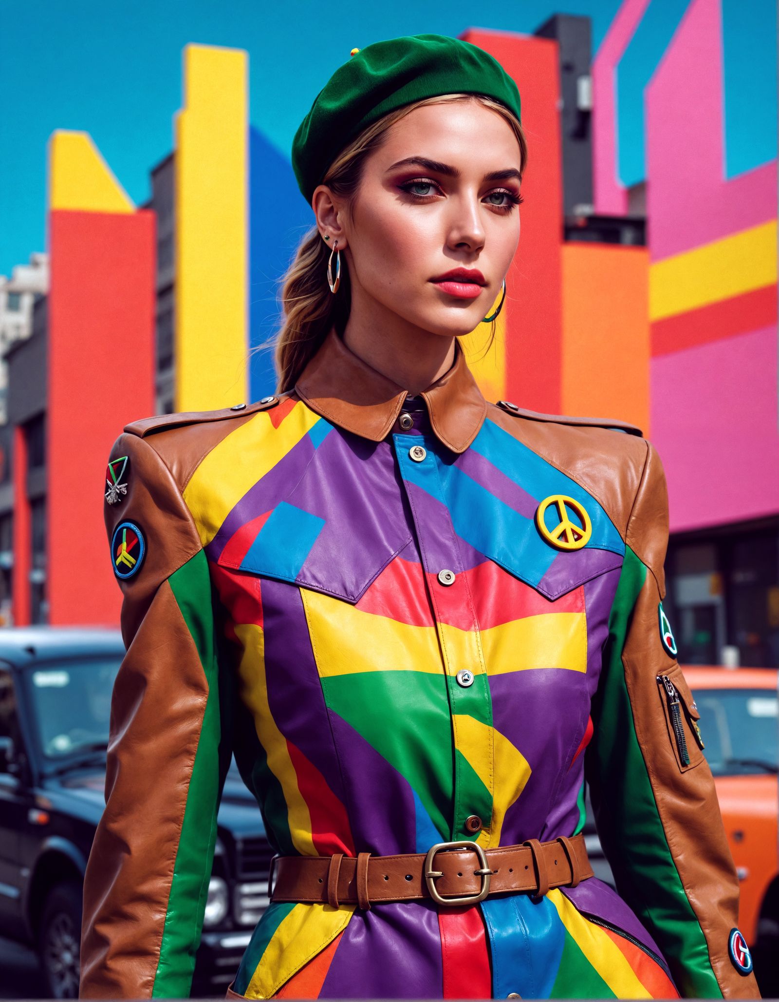 Glamorous Woman in Neon City Fashion Illustration