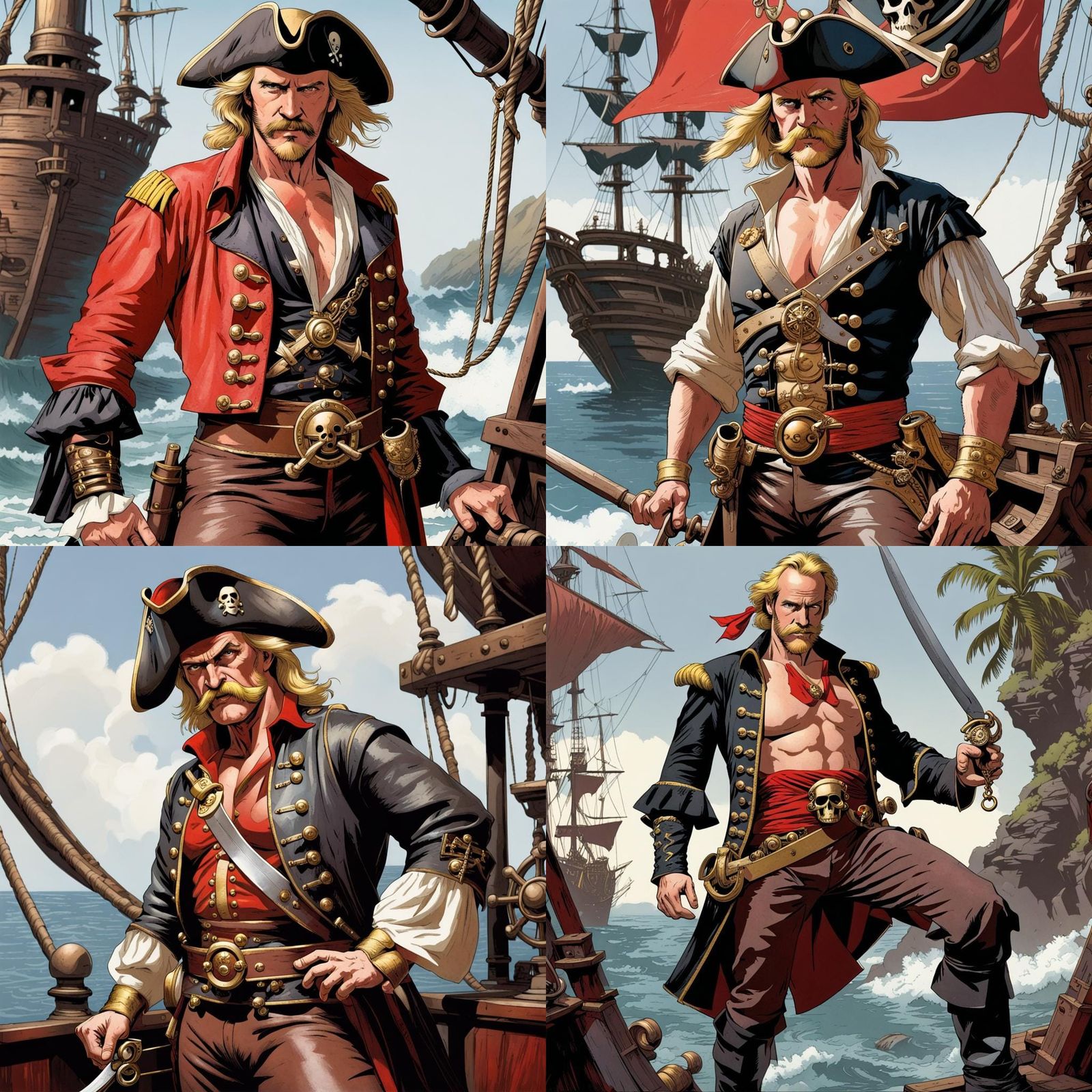 Flash Gordon as Pirate in Comic Book Style