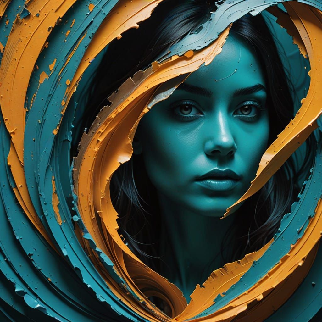 Vibrant Abstract Art Piece with Swirling Patterns and Textur...