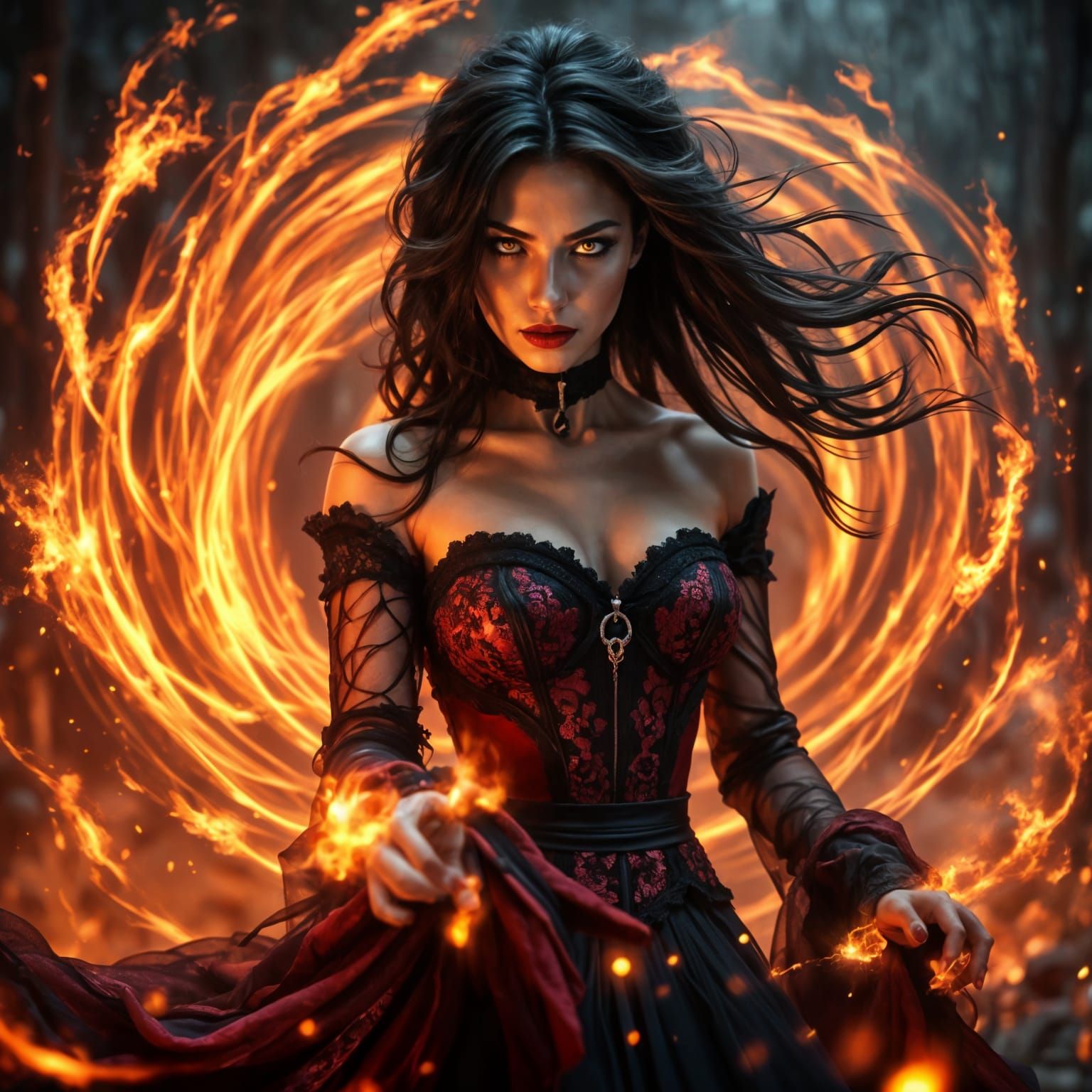 Dark Witch Unleashed in Cinematic Hyperrealism