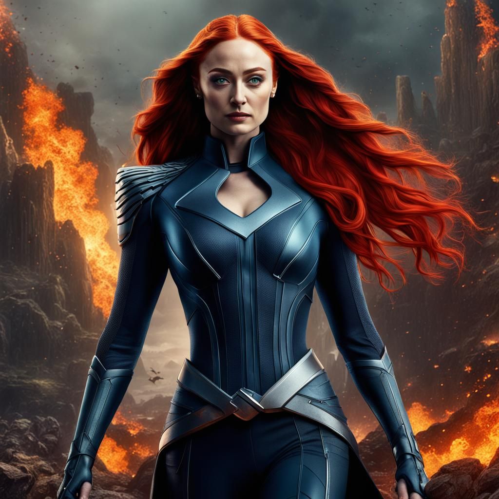 Sophie Turner as Jean Grey: Detailed Matte Painting