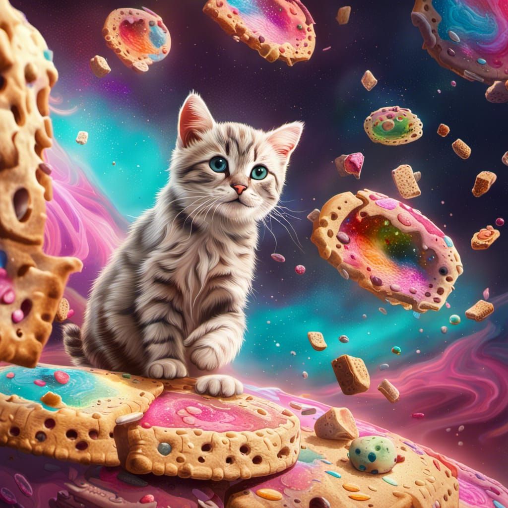 Hyperrealistic Poptart Space Kittens in Splash Art Style