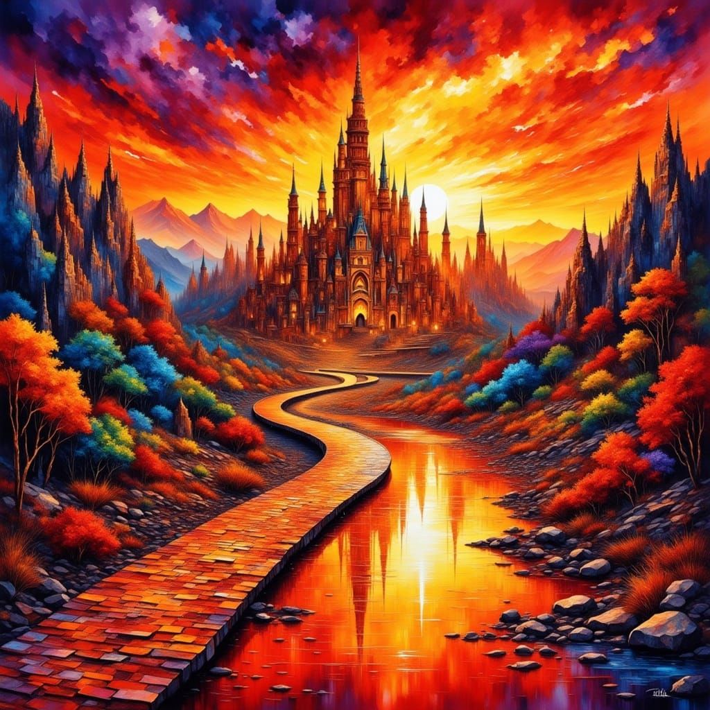 Golden Castles Amidst a Vibrant Sunset