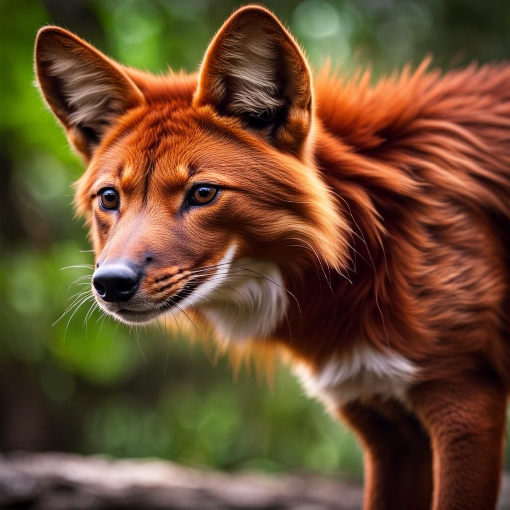 Hyperrealistic Image of a Dhole in Sharp Focus