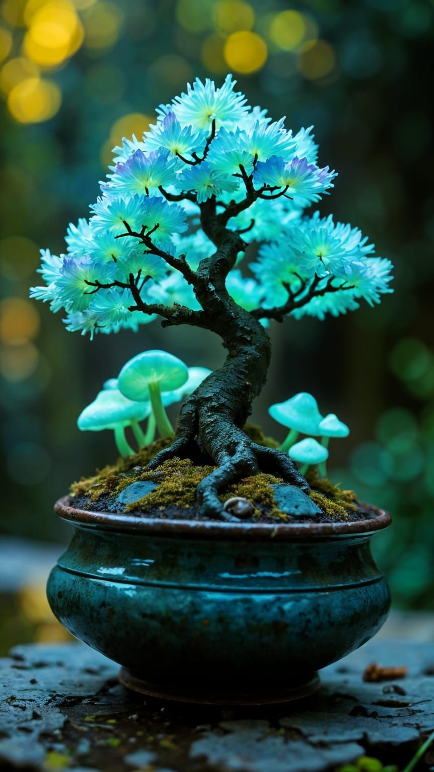 Enchanting Mushrooms in Bonsai Pot