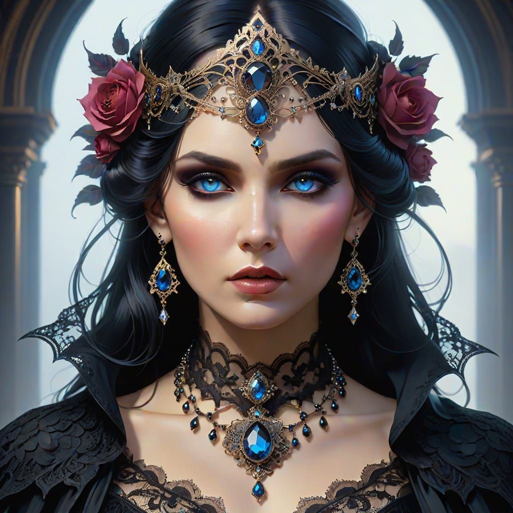 Gothic Fantasy Portrait in Ink and Ashes