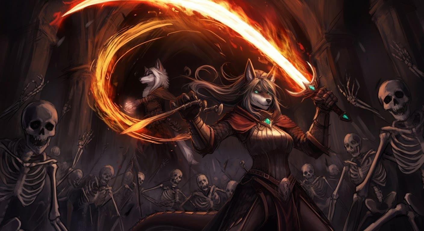 Dragon Warrior in Dark Dungeon Anime Sketch