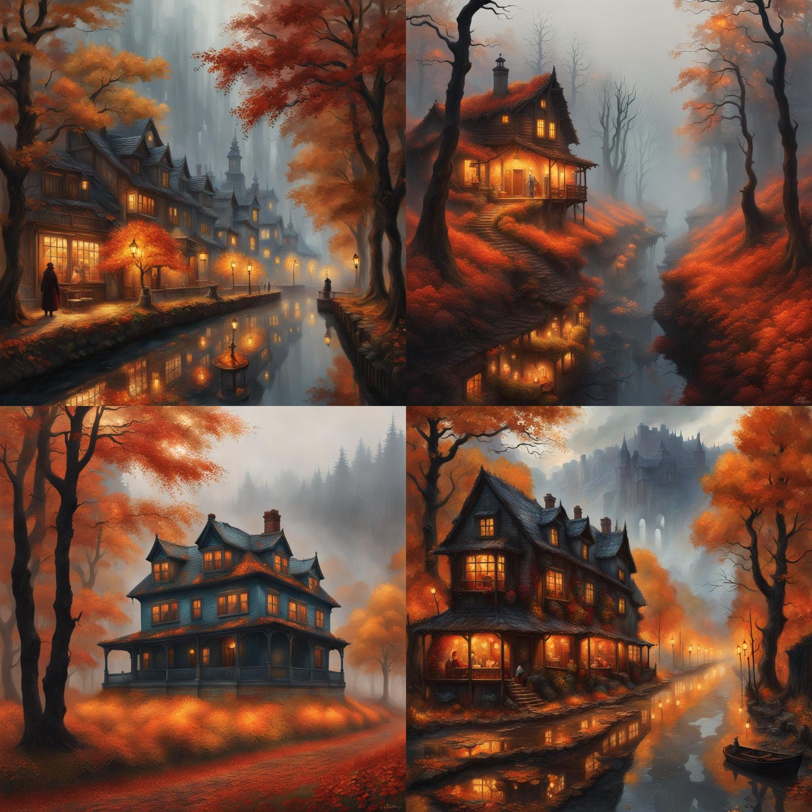 Autumnal Impression with Fog and Fire