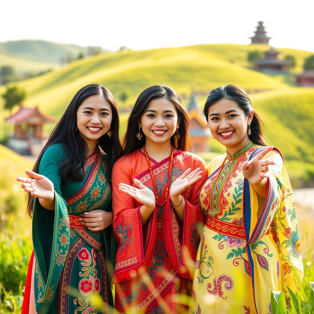 Diverse Southeast Asian Women in Traditional Attire