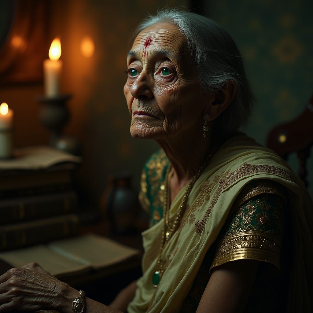 Resilient Indian Sibyl in Vintage Study