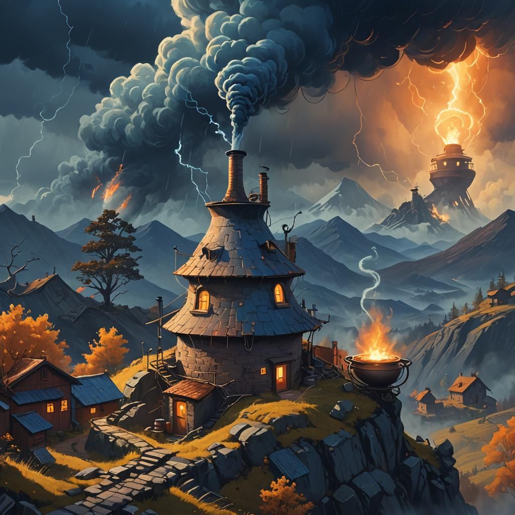Magic Pottery Home in Fantasy Concept Art Style