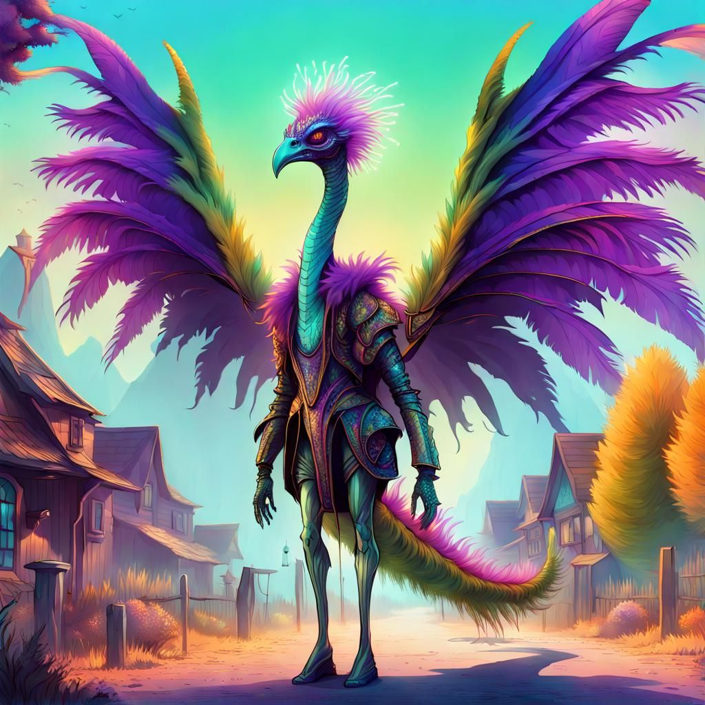 Alien in Psychedelic Costume in Haunted Village