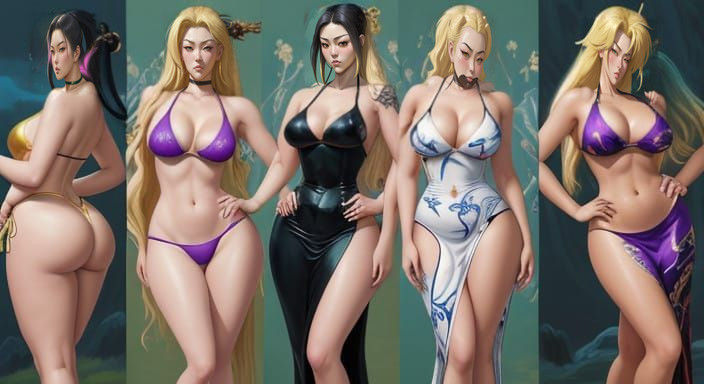 Vibrant Shitao-Inspired Fantasy Portraits in a Sauna Setting