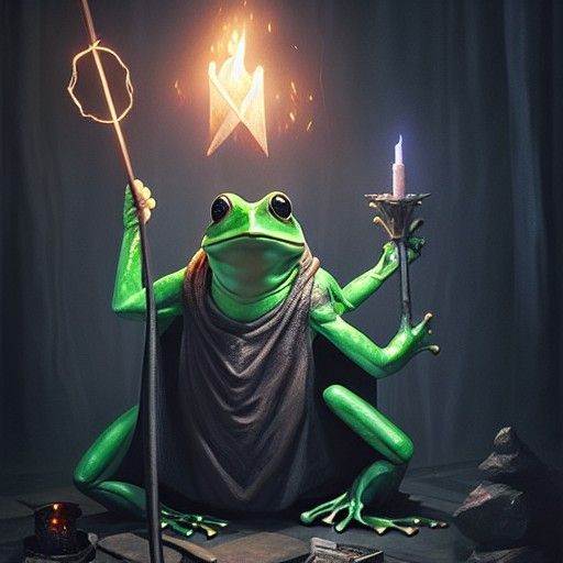 Giant Frog Sorcerer with Magic Staff, RTX Photorealism
