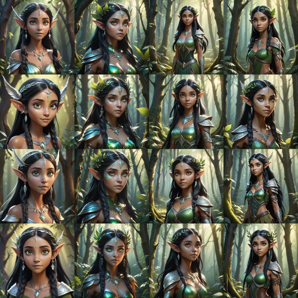 Anime Wood Elf With Iridescent Eyes in Disney Style