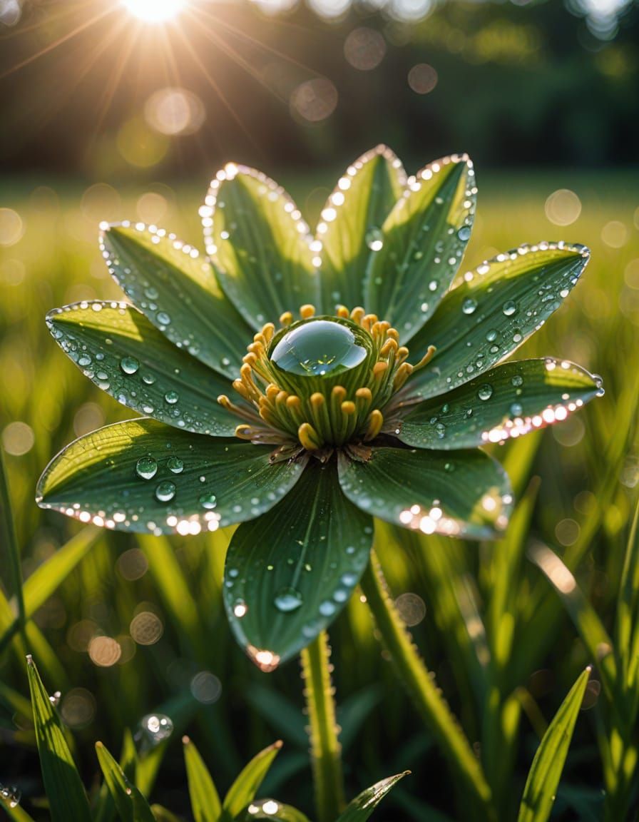 Lush Field Diamond Flower in Warm Sunlight