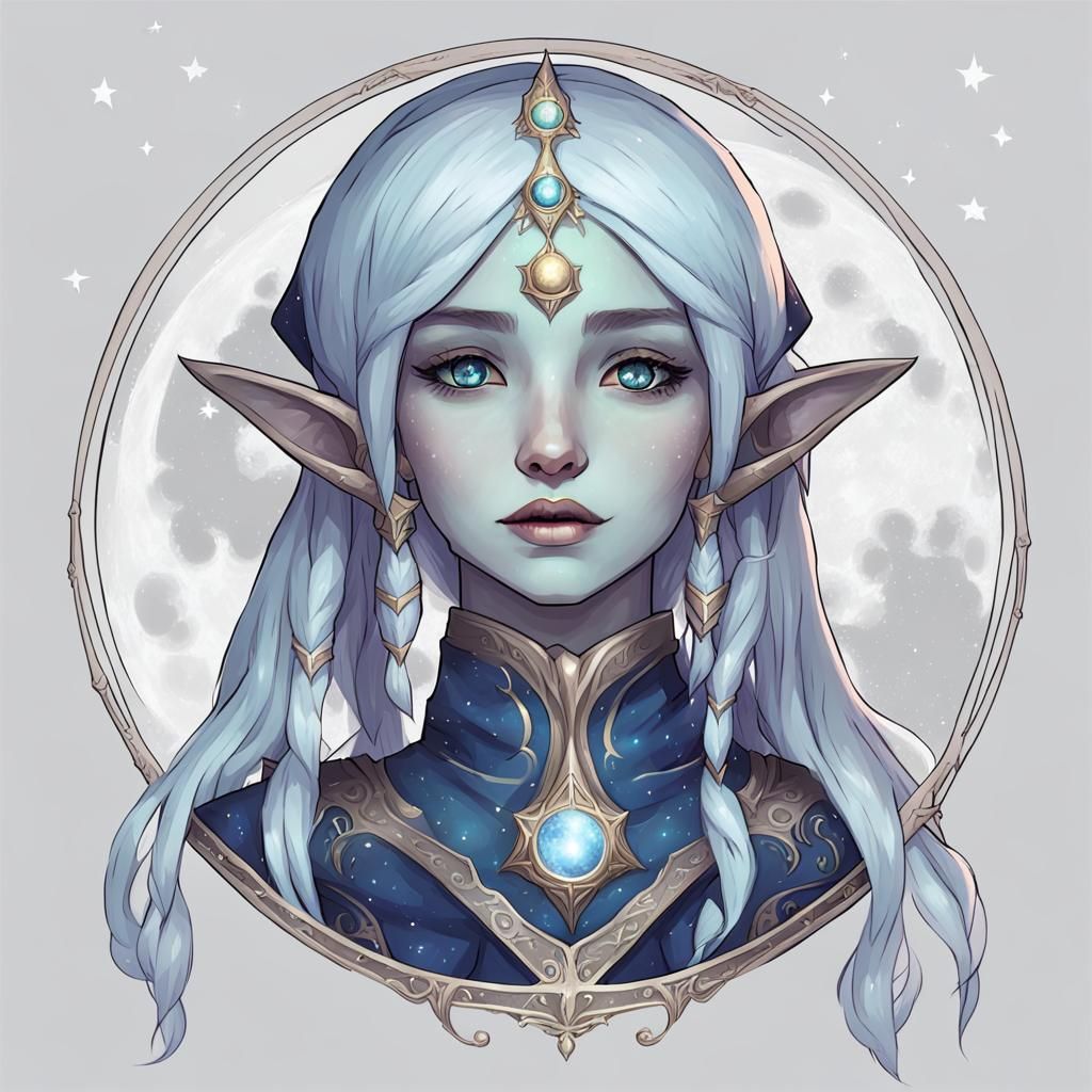 Ethereal Moon Elf Girl Digital Rendering
