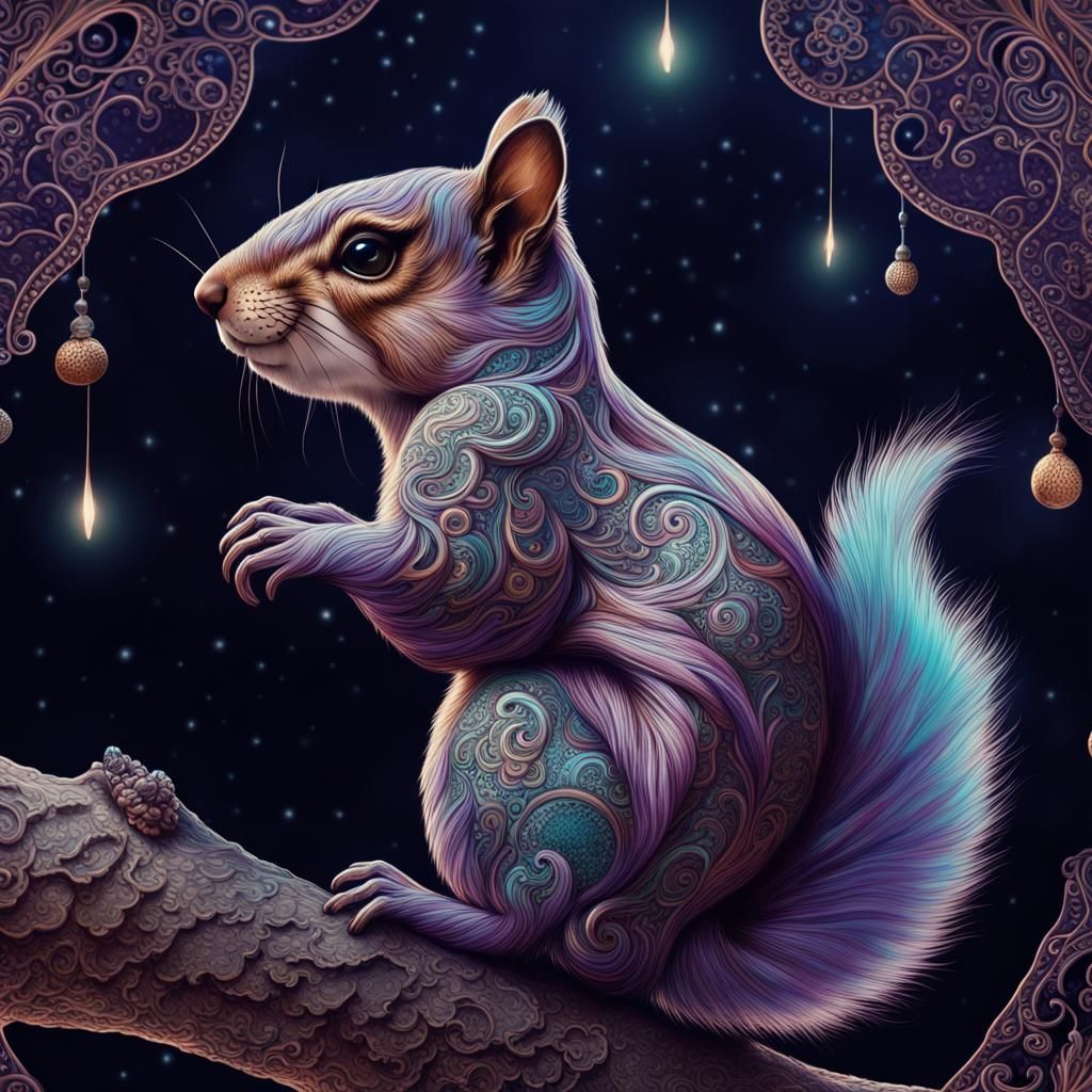 Dreamcore Squirrel Spirit Animal in Twilight Sky