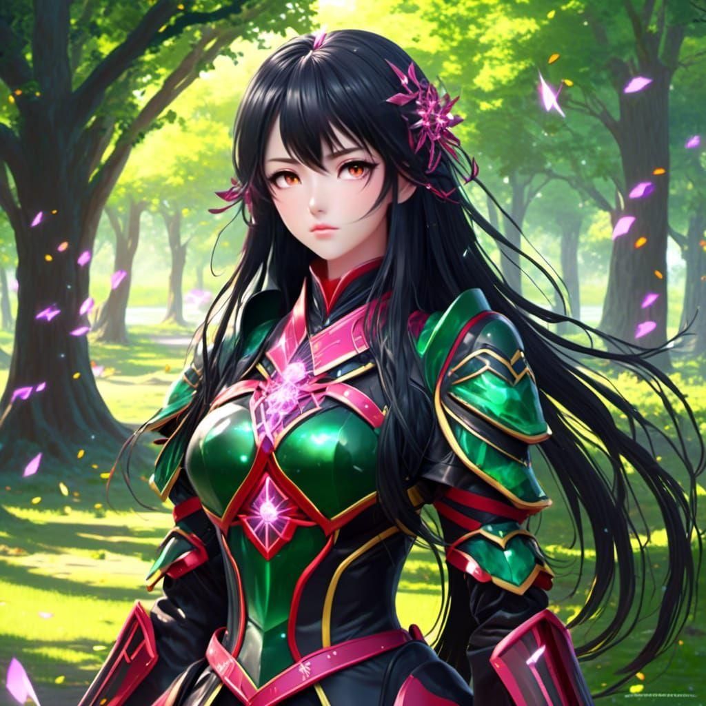 anime Akeno Himejima, very beuatiful ,extremely green eyes, ...