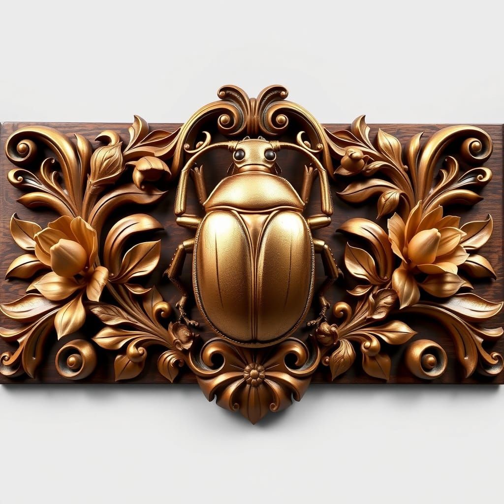 Elegant Baroque Brass Sculpture with Egyptian Scarab