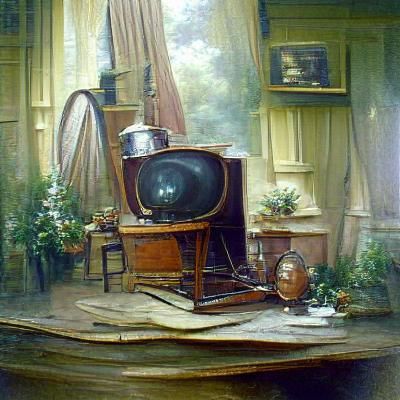 Victorian Television as Oil Painting