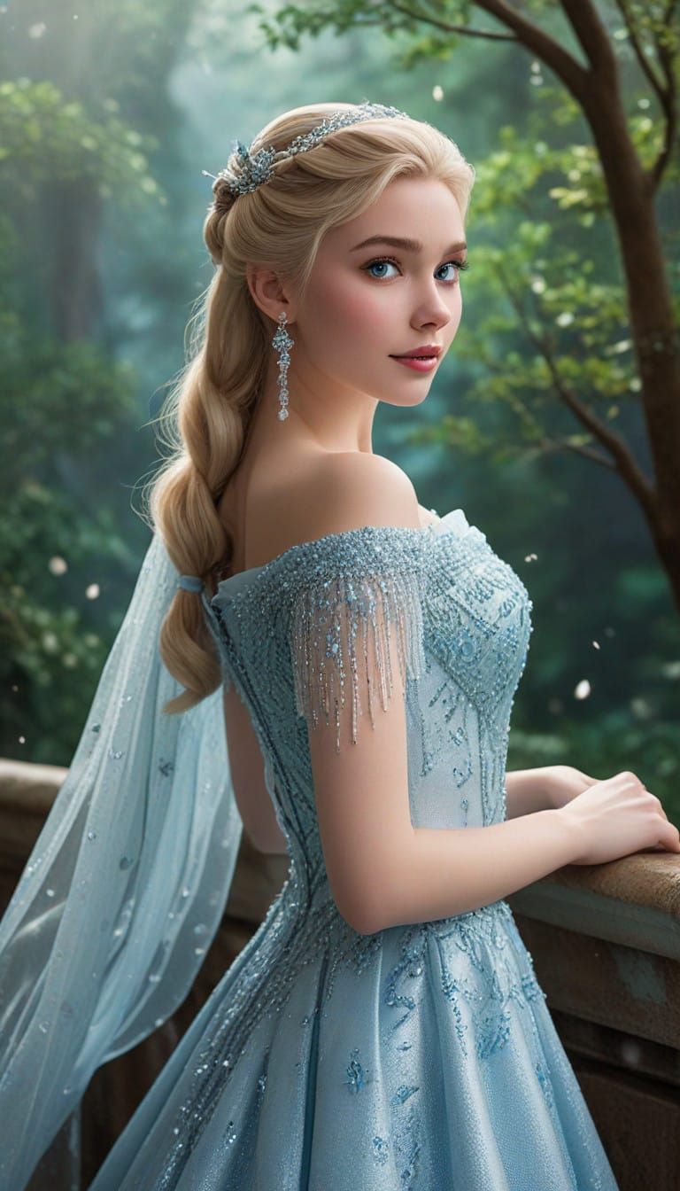 Enchanting Disney Princess Elsa in Crystal Blue Gown