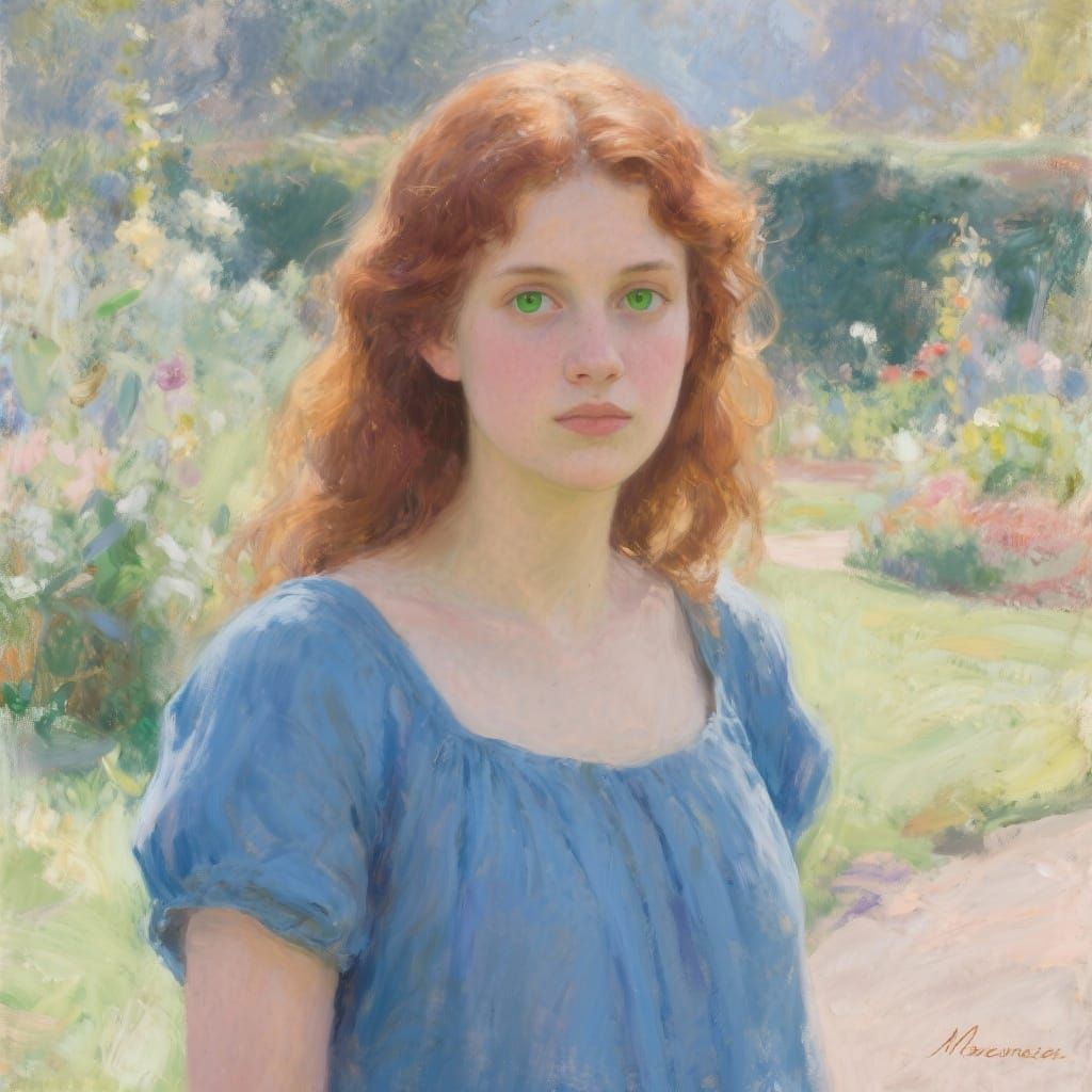 Melanie: Realistic Oil Portrait in Garden Light
