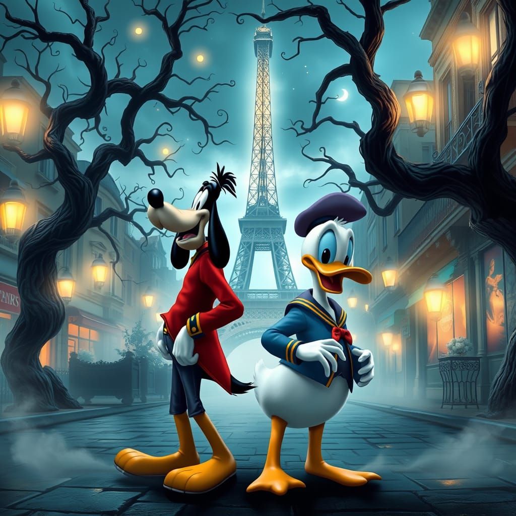 Whimsical Parisian Nightmare in Dark Whimsy Style