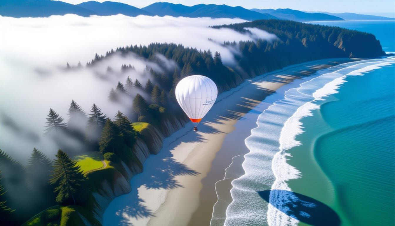 Weather Balloons Over Oregon Coast: Aerial View