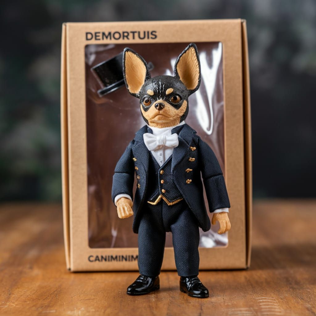 Anthropomorphic Chihuahua Action Figure in Elegant Victorian...