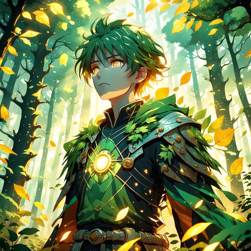 Anime Character in Sunlit Forest: 3D Render