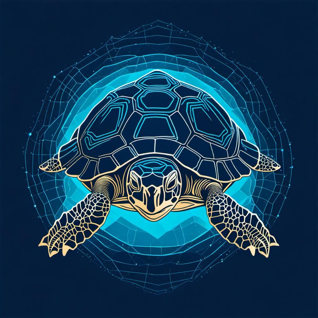 Bioluminescent Turtle in Contrasting Colors