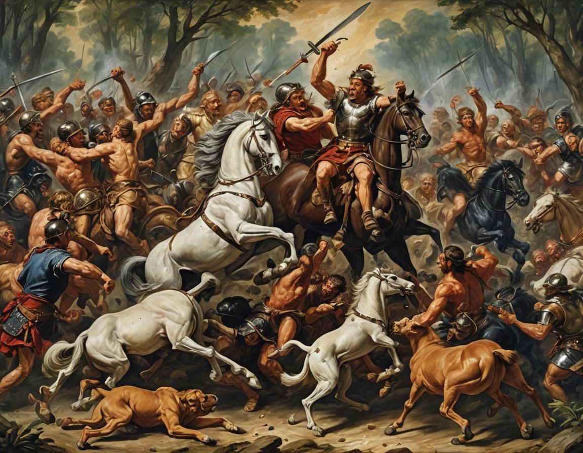 Centaurs and Lapiths Battle in Baroque Style