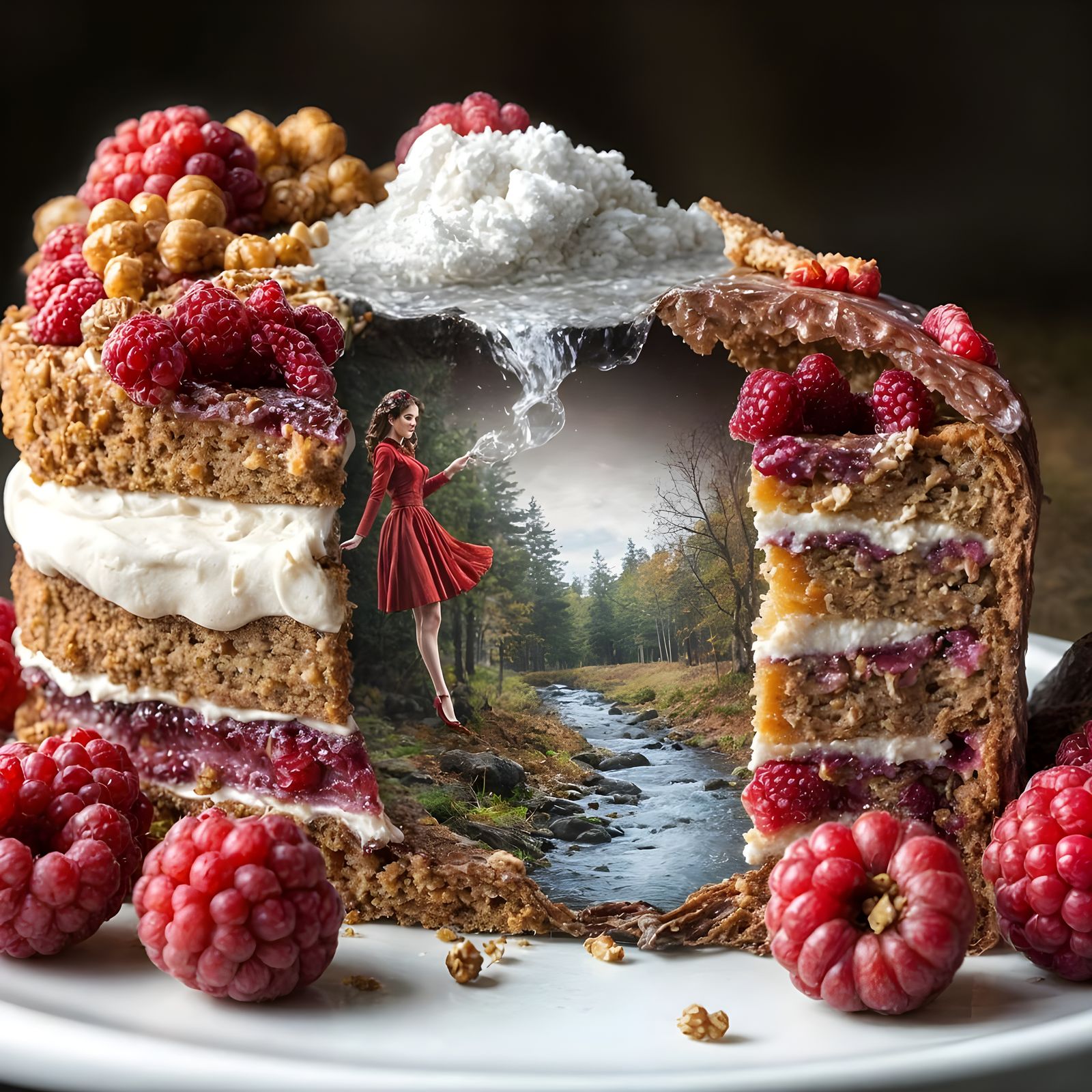 Haute Couture Fashionista Inside Raspberry Cake Slice
