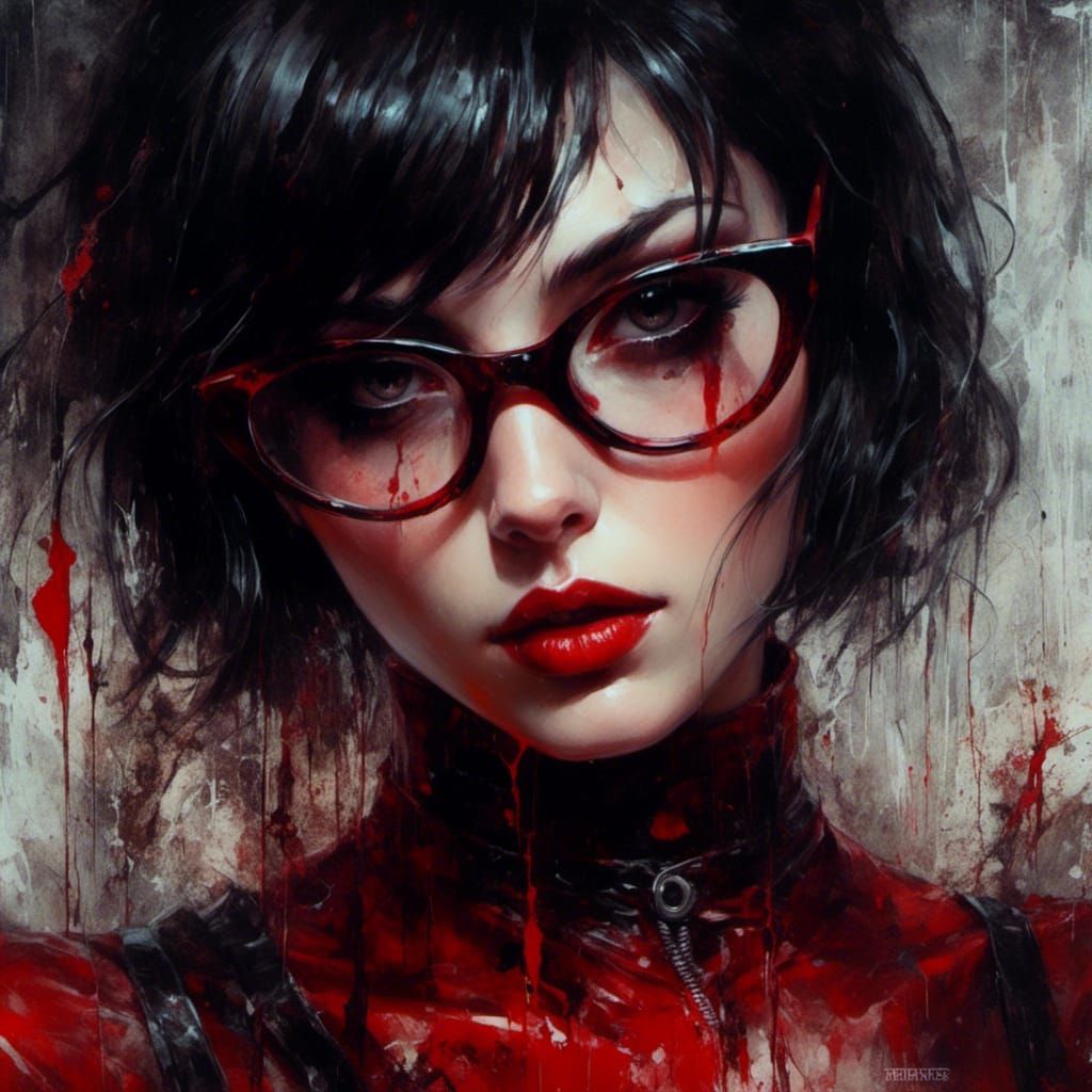 Gothic Portrait of a Woman in Red Latex