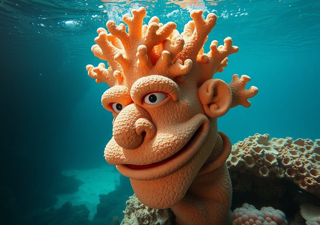 Underwater Coral Muppet Head Sculpture