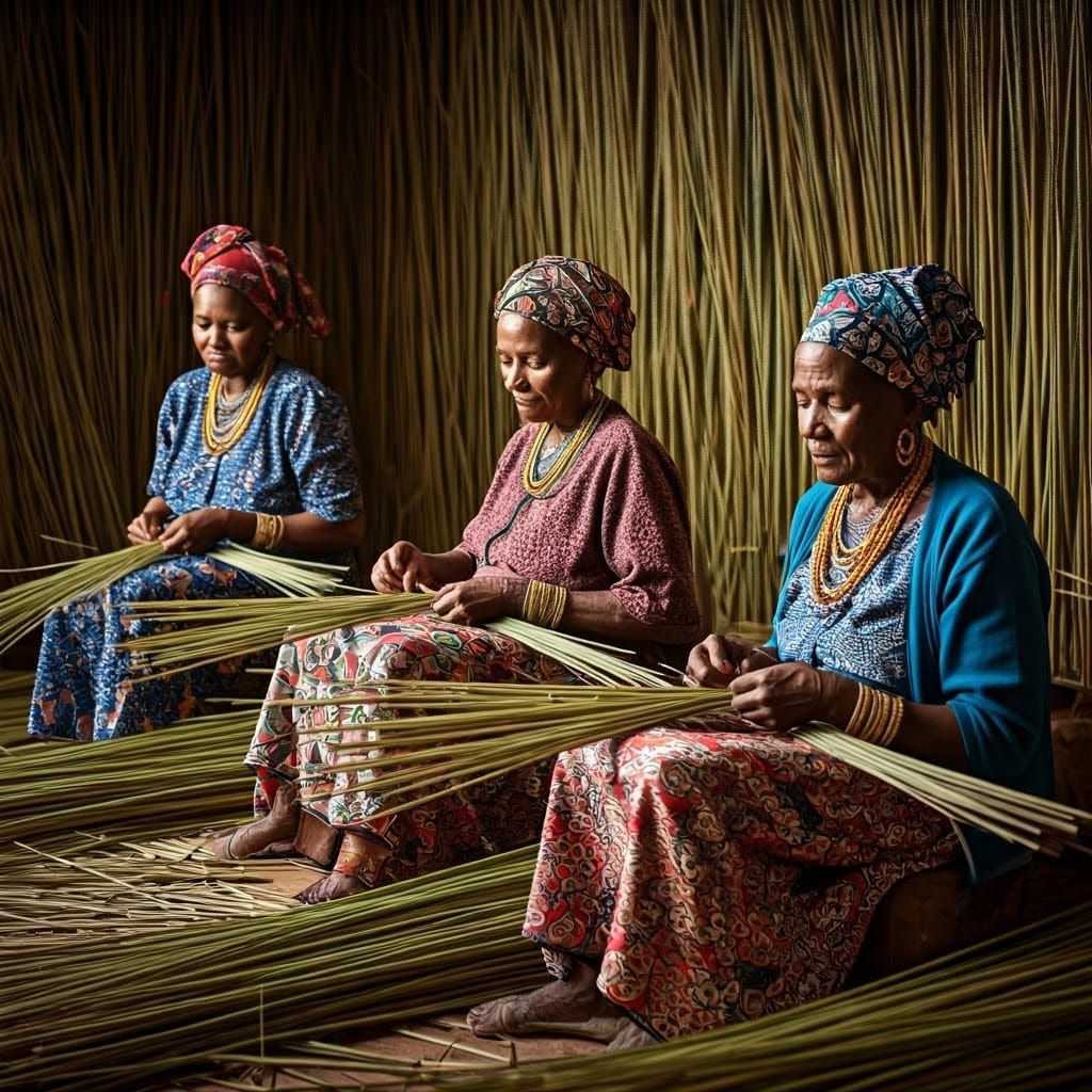 Weaving Traditions: African Women in Warm Light