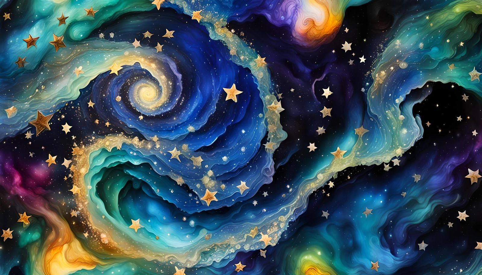 Alcohol Ink Star Field in Surreal Style