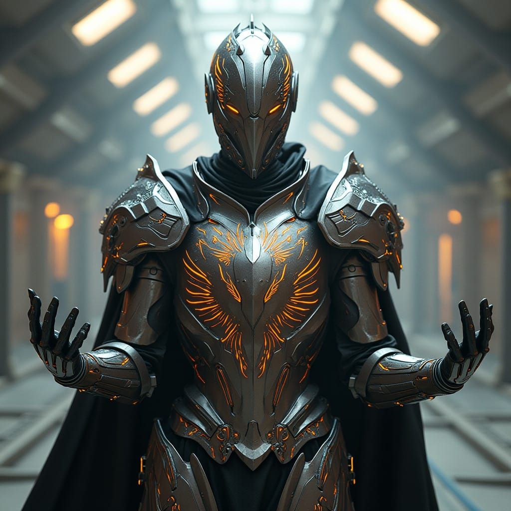 Cyberpunk Knight in Nanomachine Armor Unveils Space Station....