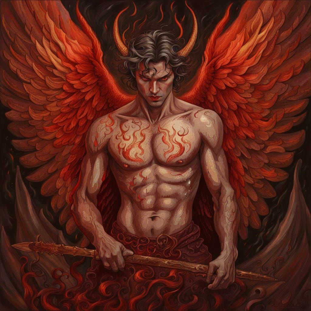Ornate Portrait of a Male Fallen Angel