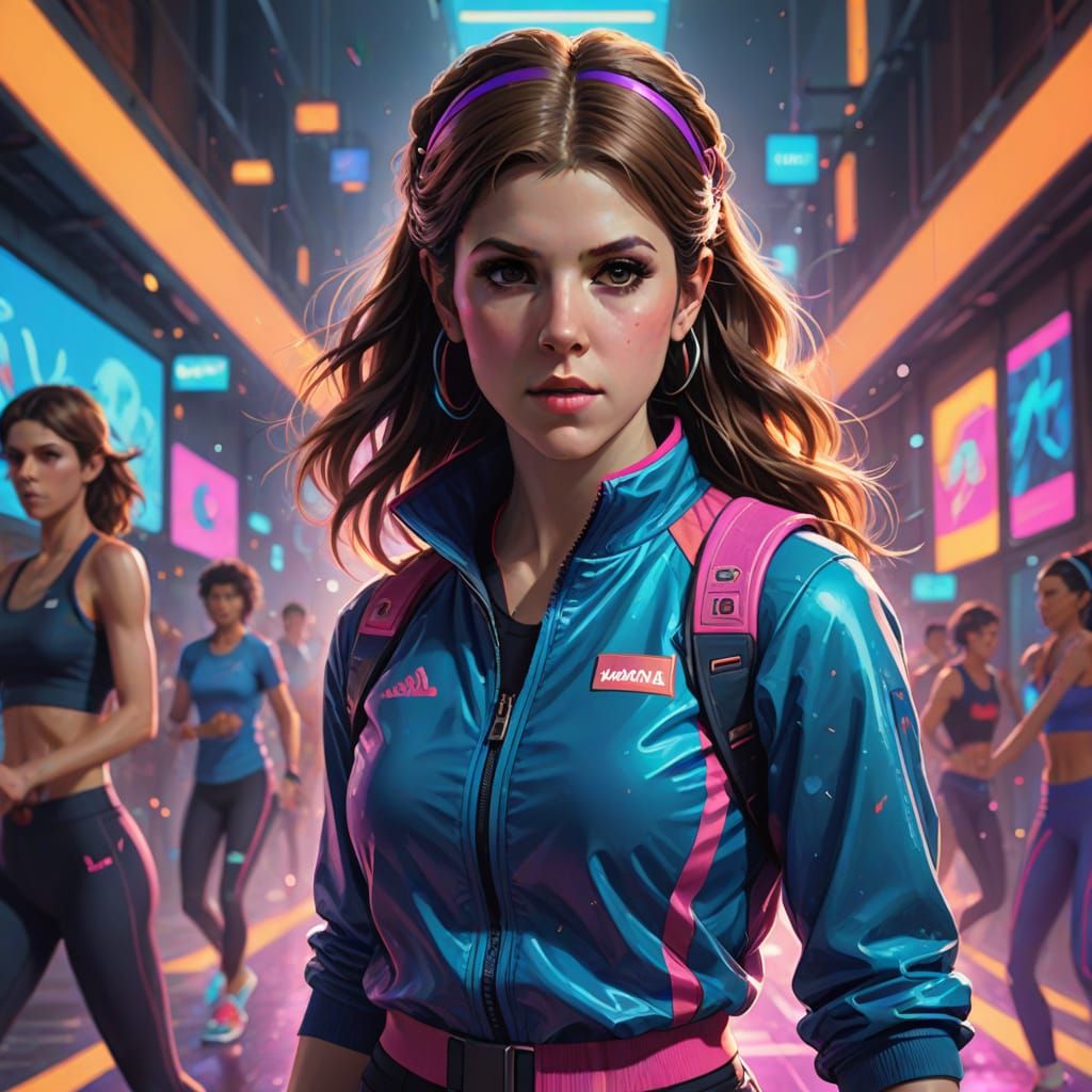 Anna Kendrick Aerobics in 1980s Retro Art