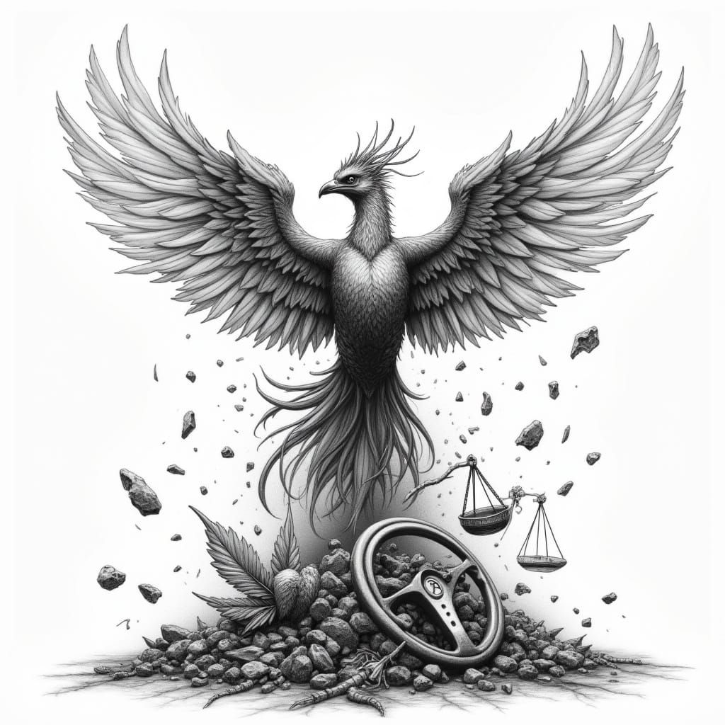 Phoenix Rises from Ashes in Emotional Tattoo Design